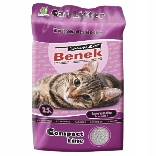 Benek Stelivo pro kočky bentonitové Compact Levandule 25L