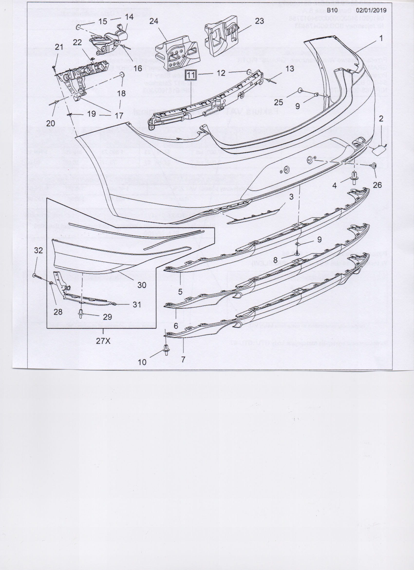 OPEL INSIGNIA B HATCHBACK SLIZG ZDERZAKA TYLNEGO R Installation side Rear