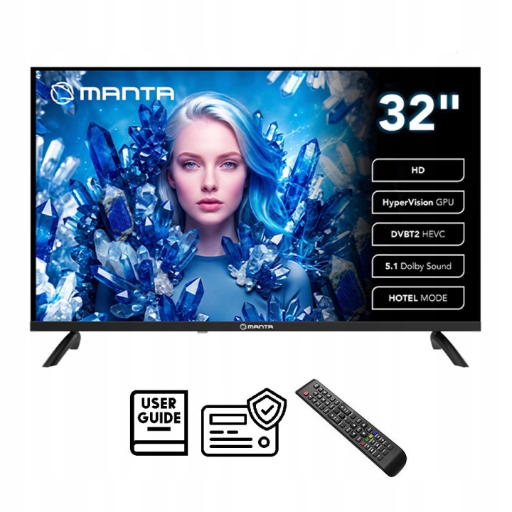 Telewizor 32 cale Manta Tv Led Hd Tuner S2 DVBT2 HEVC/265 Usb Arc Hdmi CI+