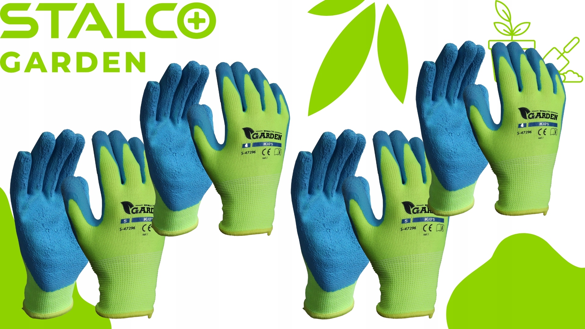 Rękawiczki ochronne dziecięce zesta 4szt r. 4 i 5 Model RĘKAWICZKI OCHRONNE OGRODOWE
