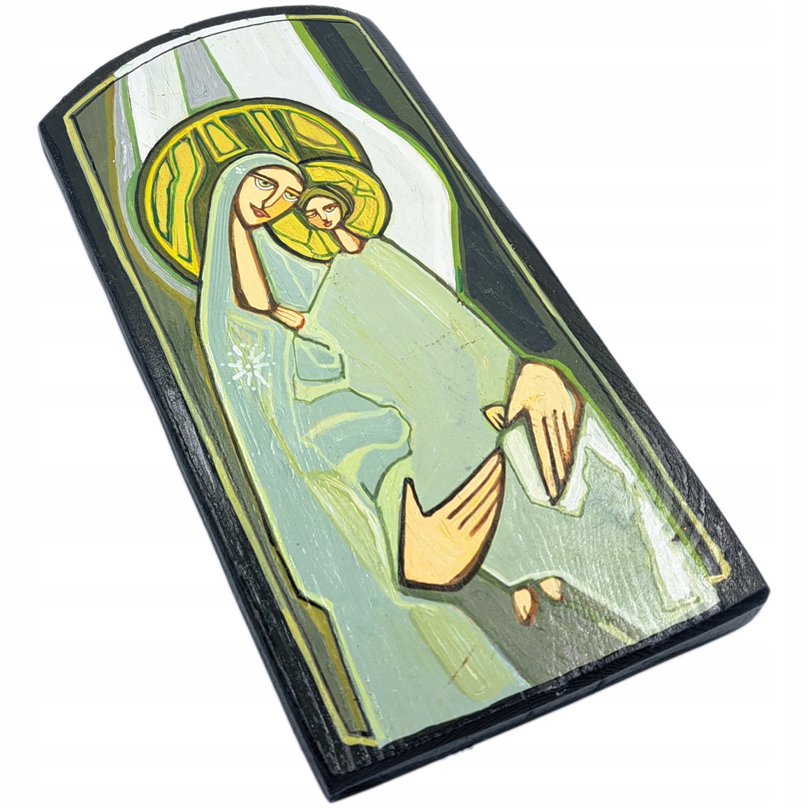 IKONA PISANA MATKA BOŻA Z DZIECIĄTKIEM stylowa NA DREWNIE 21cm