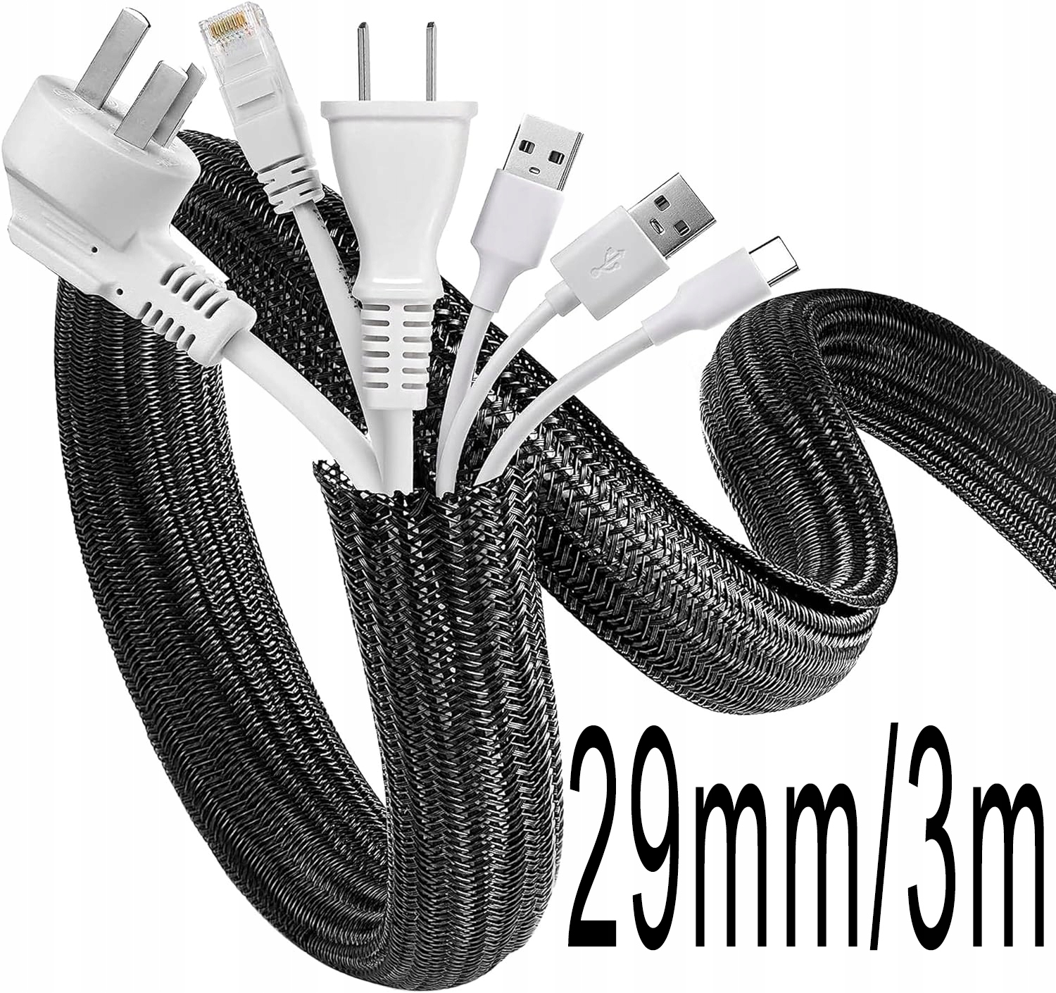 Organizér Kryt Opletení Maskovač Kabelů velký průměr 29 mm/3 Metry