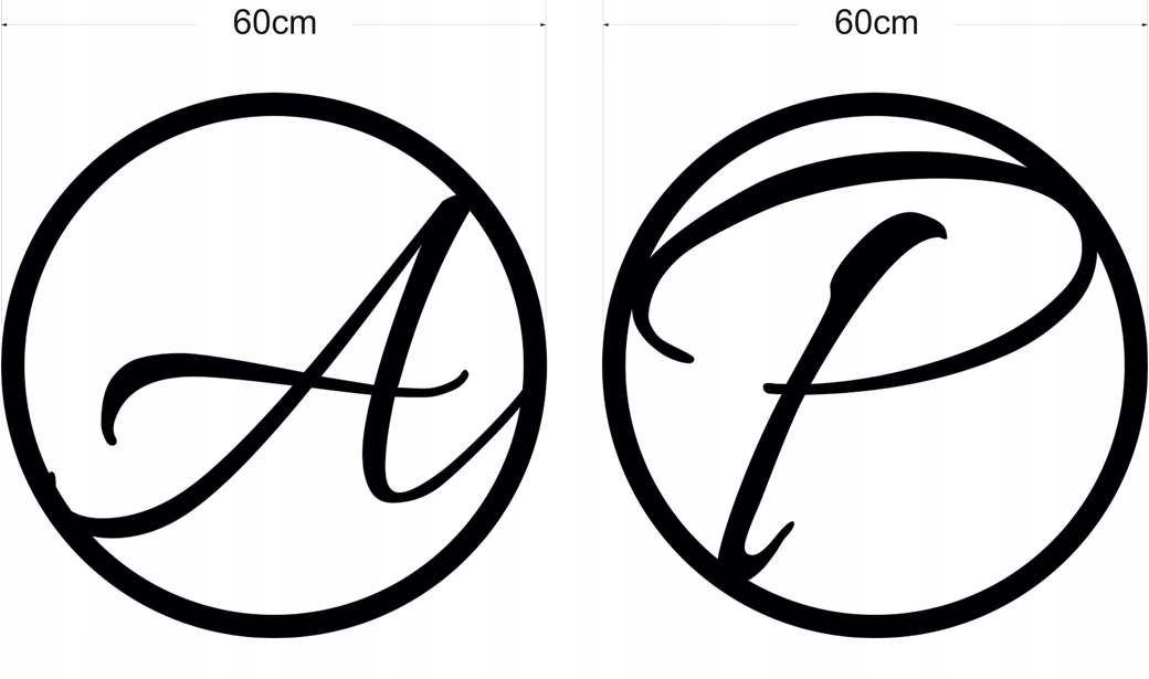 Koło obręcz złota 2-szt napis Inicjały 60cm IIAZ3 EAN (GTIN) 5906400607625
