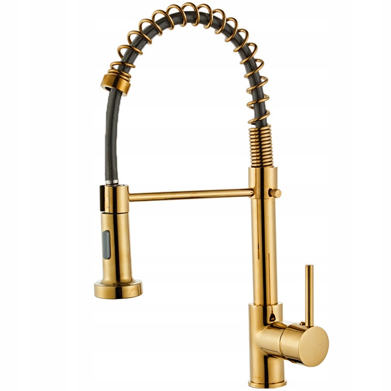 Kuchyňská Baterie Zlatá Vytahovací Sprcha Elastická Zlatá Sprejová