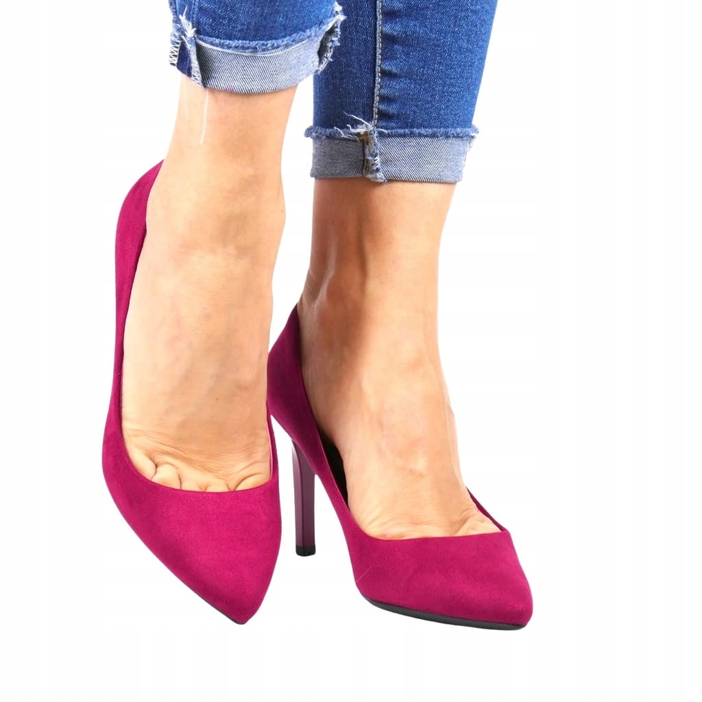 Dámské Lodičky Na Podpatku, Pohodlné Fuchsiové Semišové Lodičky, Růžové