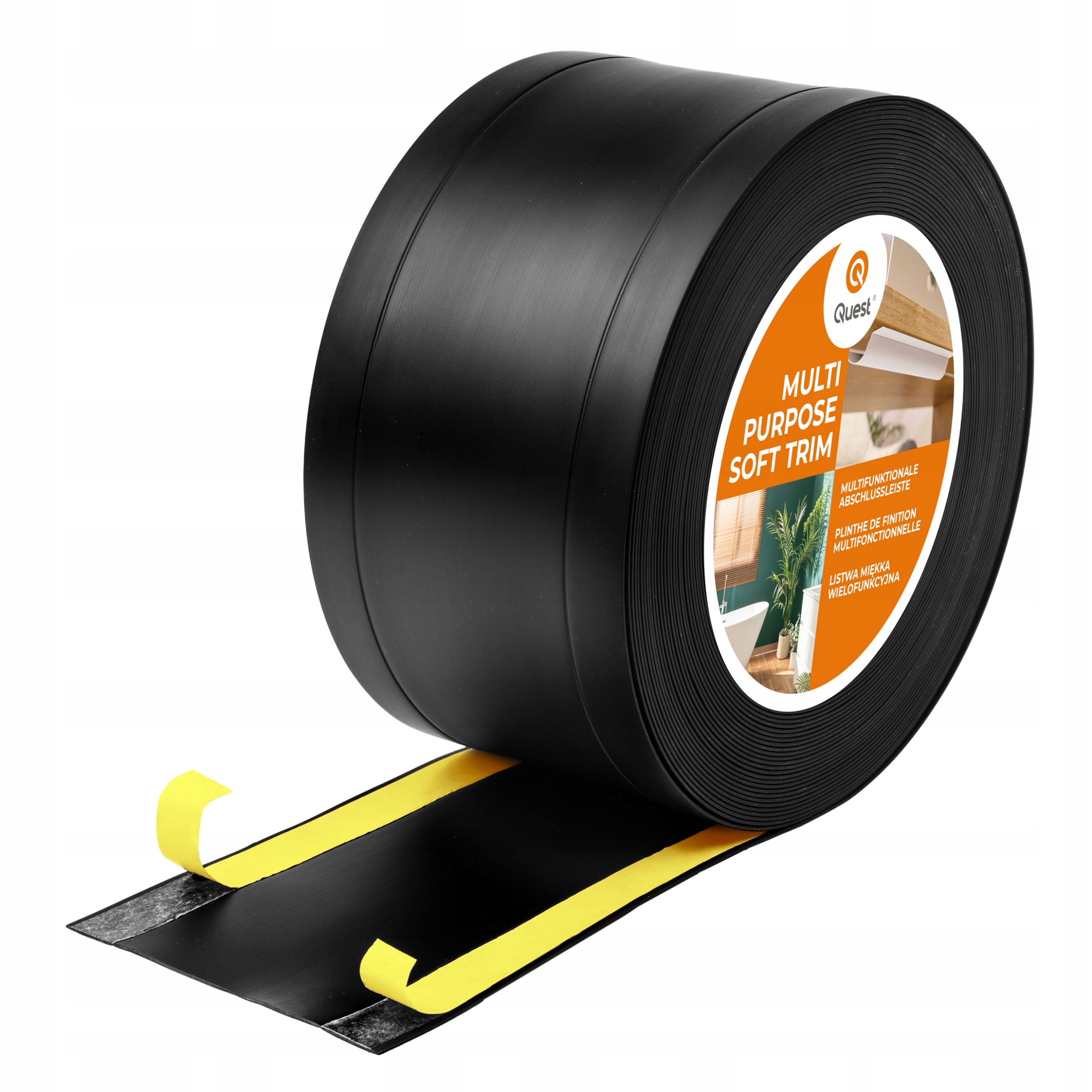 Pvc dokončovacia lišta 6v1 samolepiaca, čierna, 20 m, 95 mm, W1