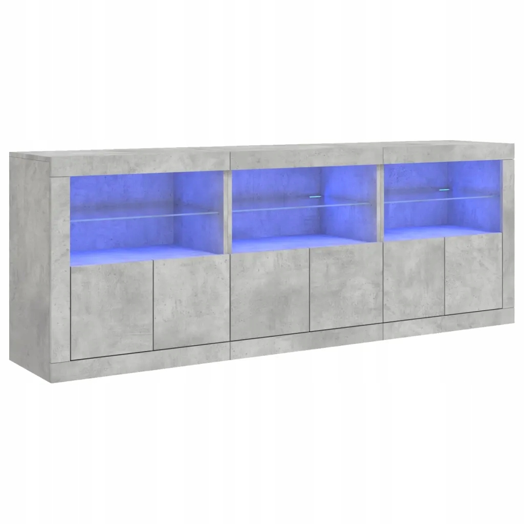 VidaXL Skříňka s Led osvětlením, šedý beton, 181,5x37x67 cm