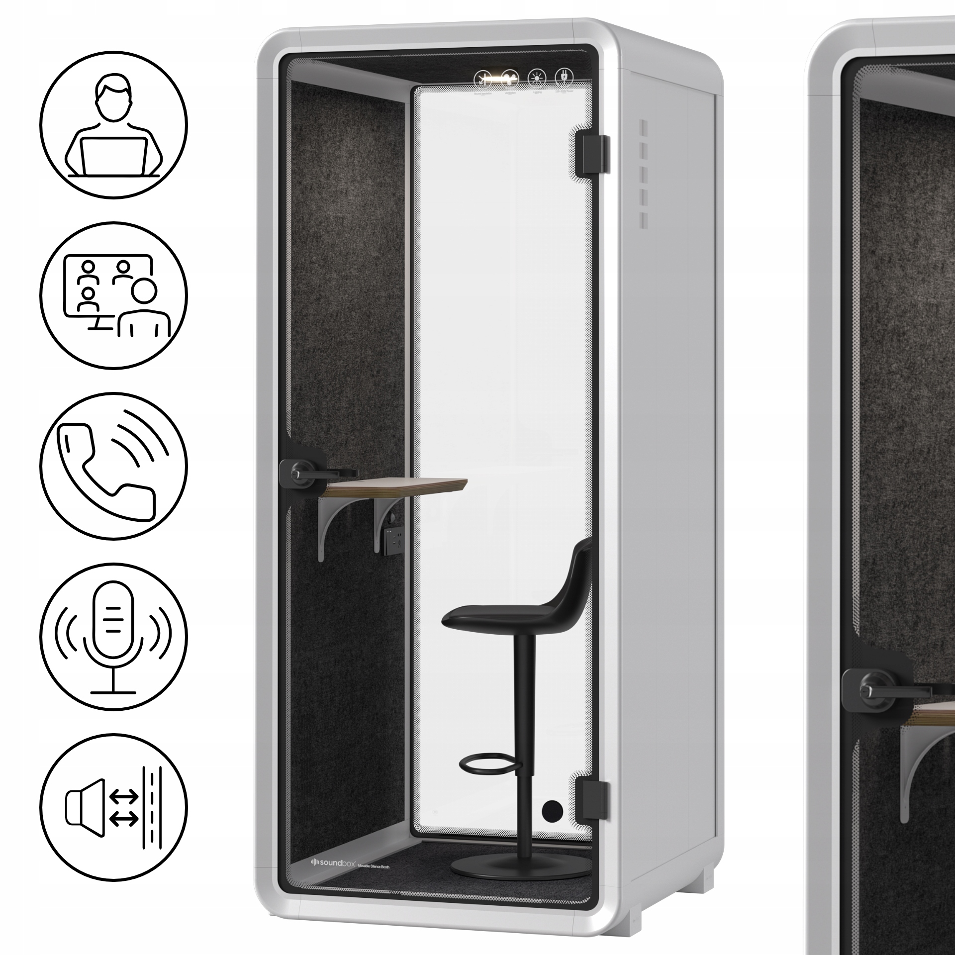 АКУСТИЧЕСКАЯ КАБИНА ОДИНОЧНАЯ ТЕЛЕФОННАЯ БУДКА Маленькая будка белая ST