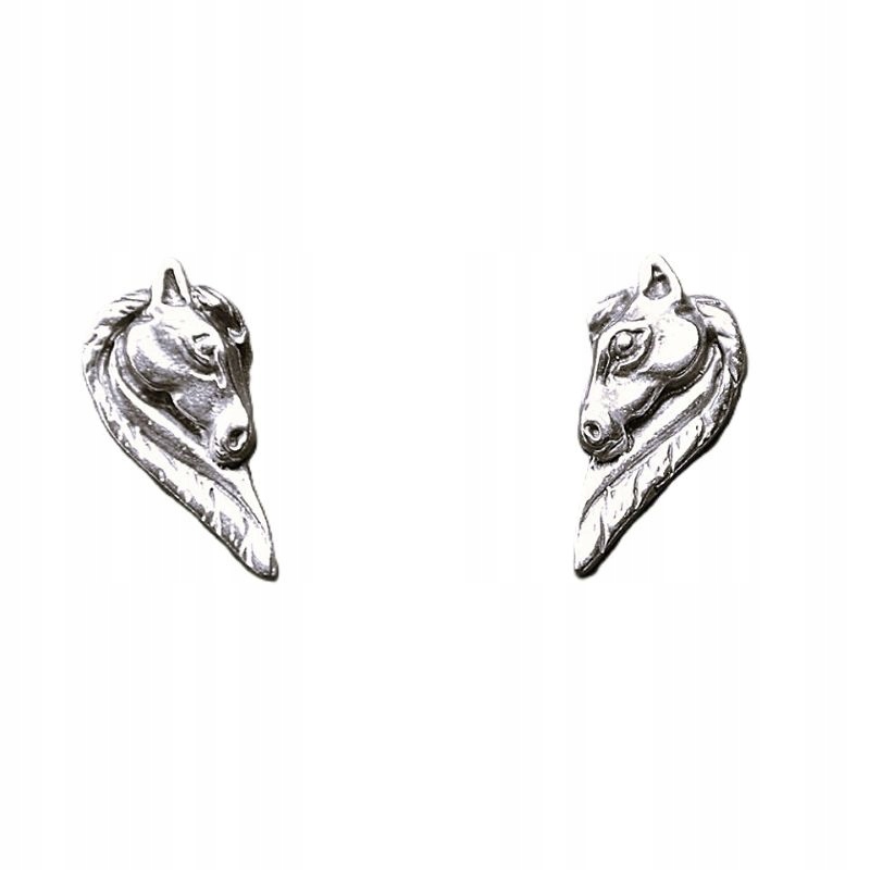 Stříbrné náušnice s vruty Koně srdce z koňských hlav