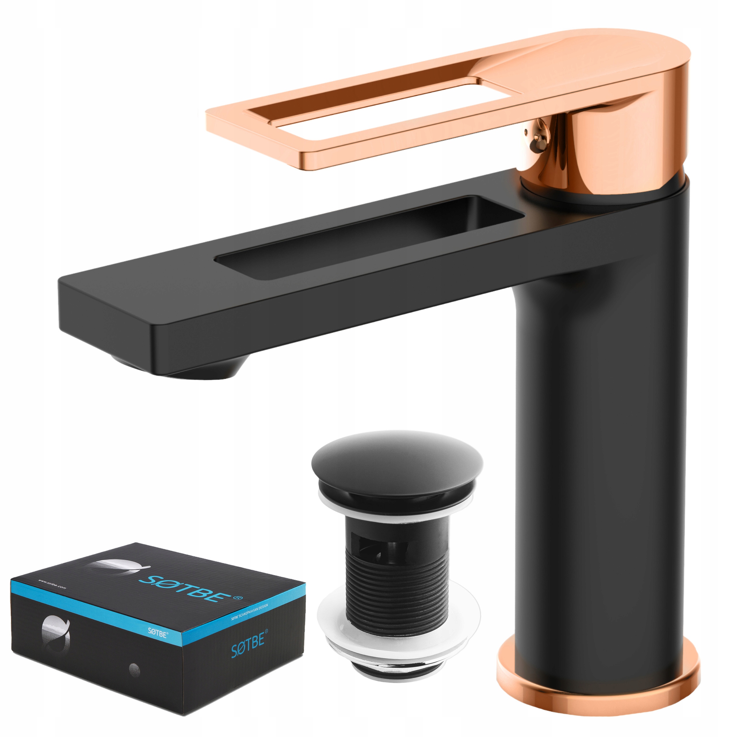 Stojánková umyvadlová baterie baterie pro umyvadlo černo zlatá klik klak Sotbe