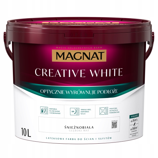 FARBA DO ŚCIAN MAGNAT CREATIVE 10L ŚNIEŻNOBIAŁA