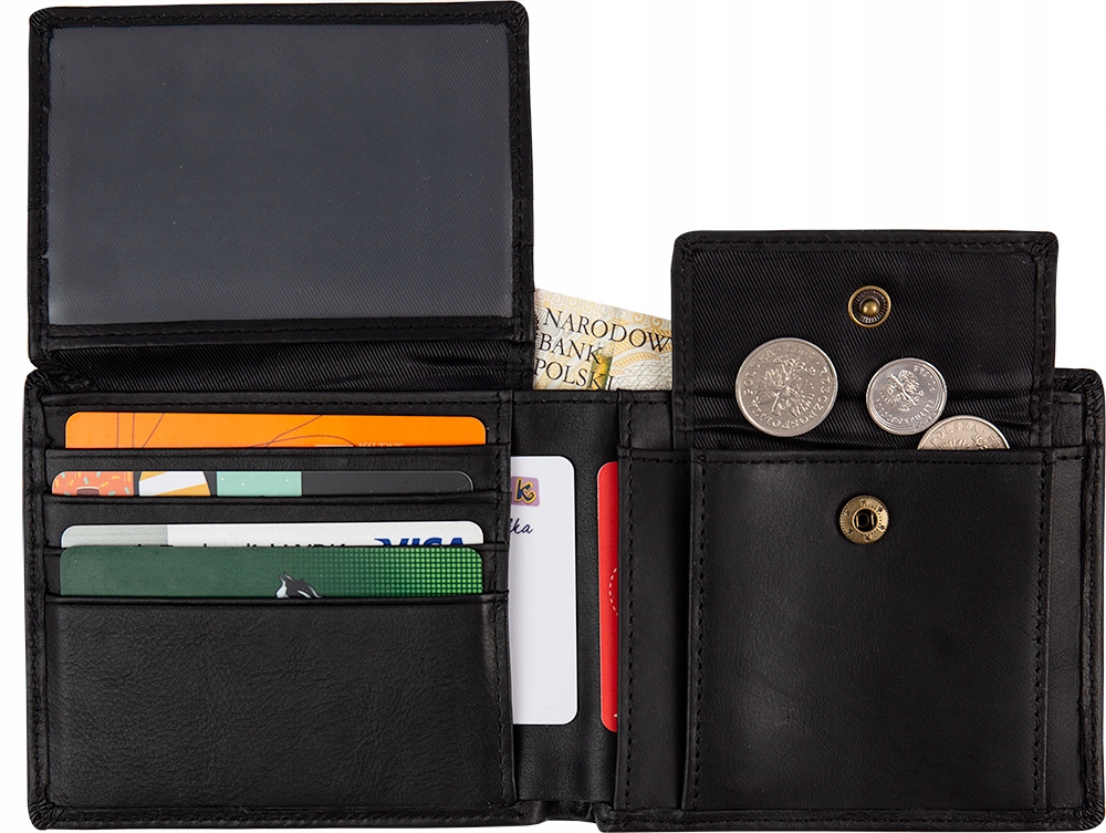 

Portfel męski skórzany skóra system Rfid Czarny W3