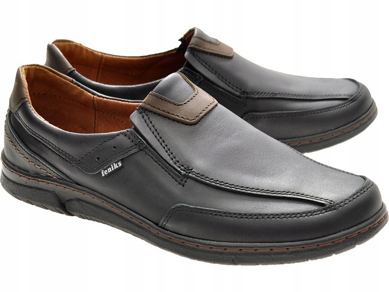 MĘSKIE POLSKIE MOKASYNY SKÓRZANE 102 CZARNY 43 Rozmiar 43