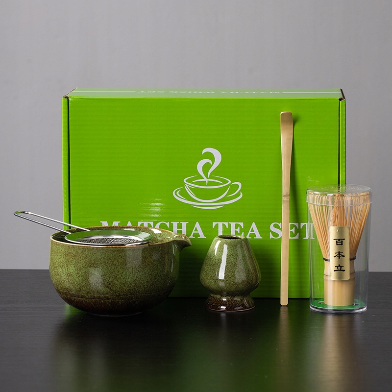 Zestaw prezentowy do herbaty matcha czarka miotełka podstawka łyżeczka 5PCS