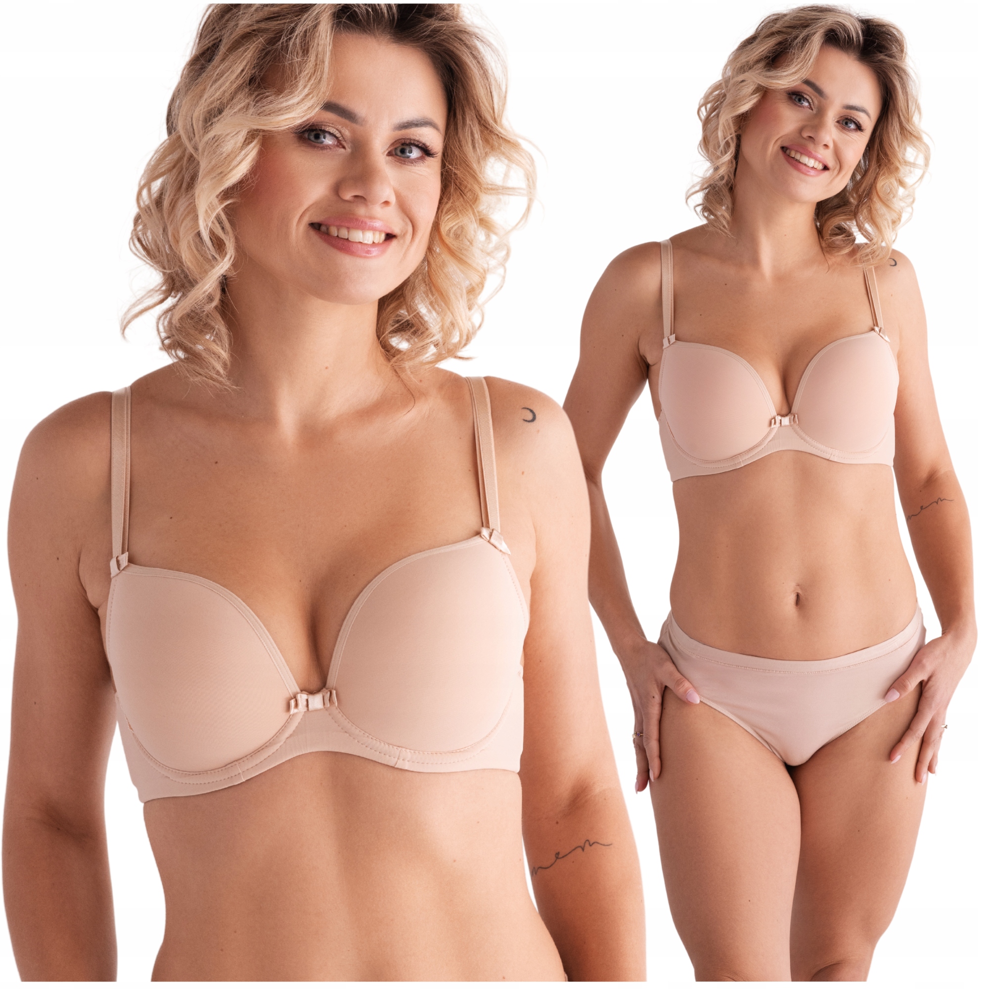 Podprsenka vyztužená podprsenka plunge hladká béžová Lemax Leila 80E