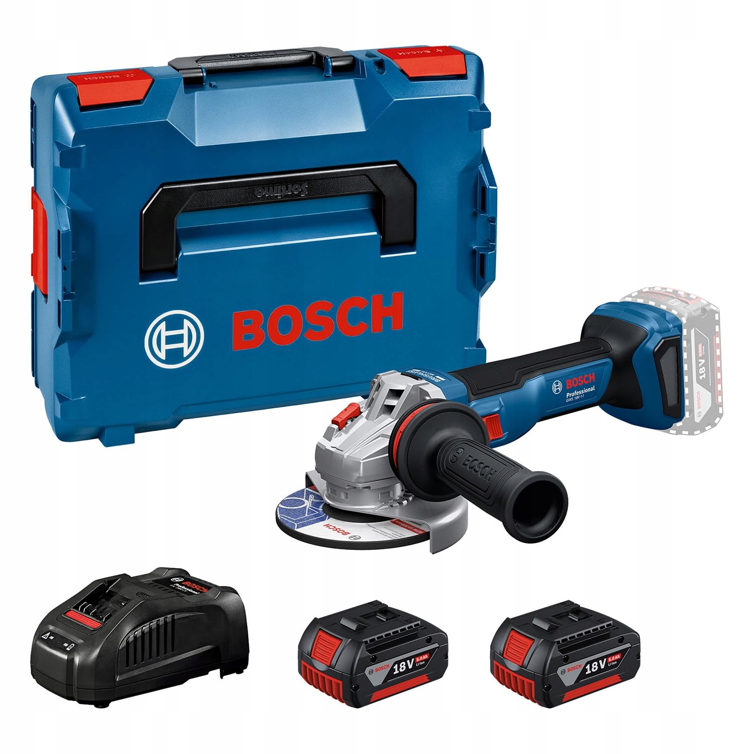 Bosch Gws 18V-11 Szlifierka kątowa akumulatorowa 125mm 2x5.0Ah L-Boxx 18V