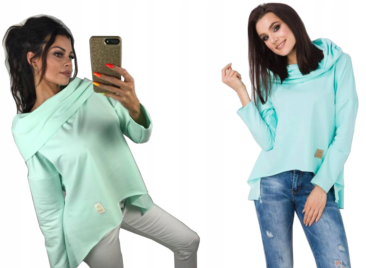 

Asymetryczna Tunika Bluza Sukienka Komin Kaptur L