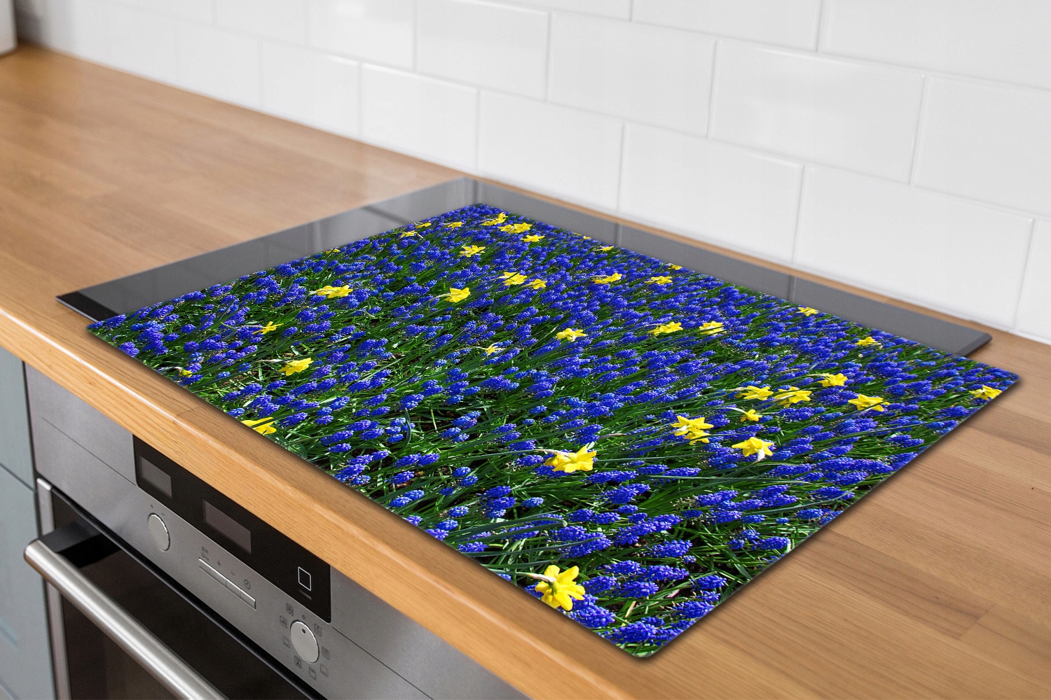 Veľká doska na krájanie zo skla Lubina Kvety 80x52 Farba iná farba