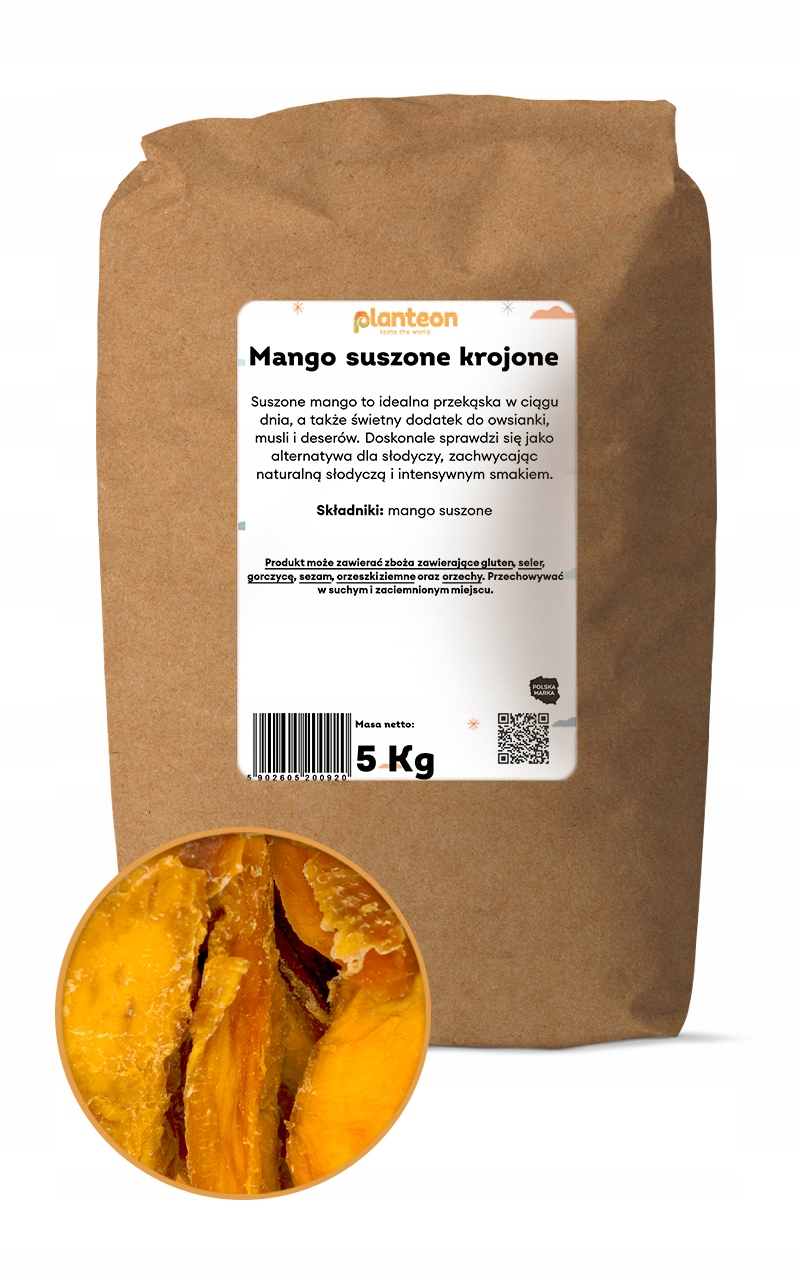 Mango suszone krojone (niesłodzone, niesiarkowane) 5kg