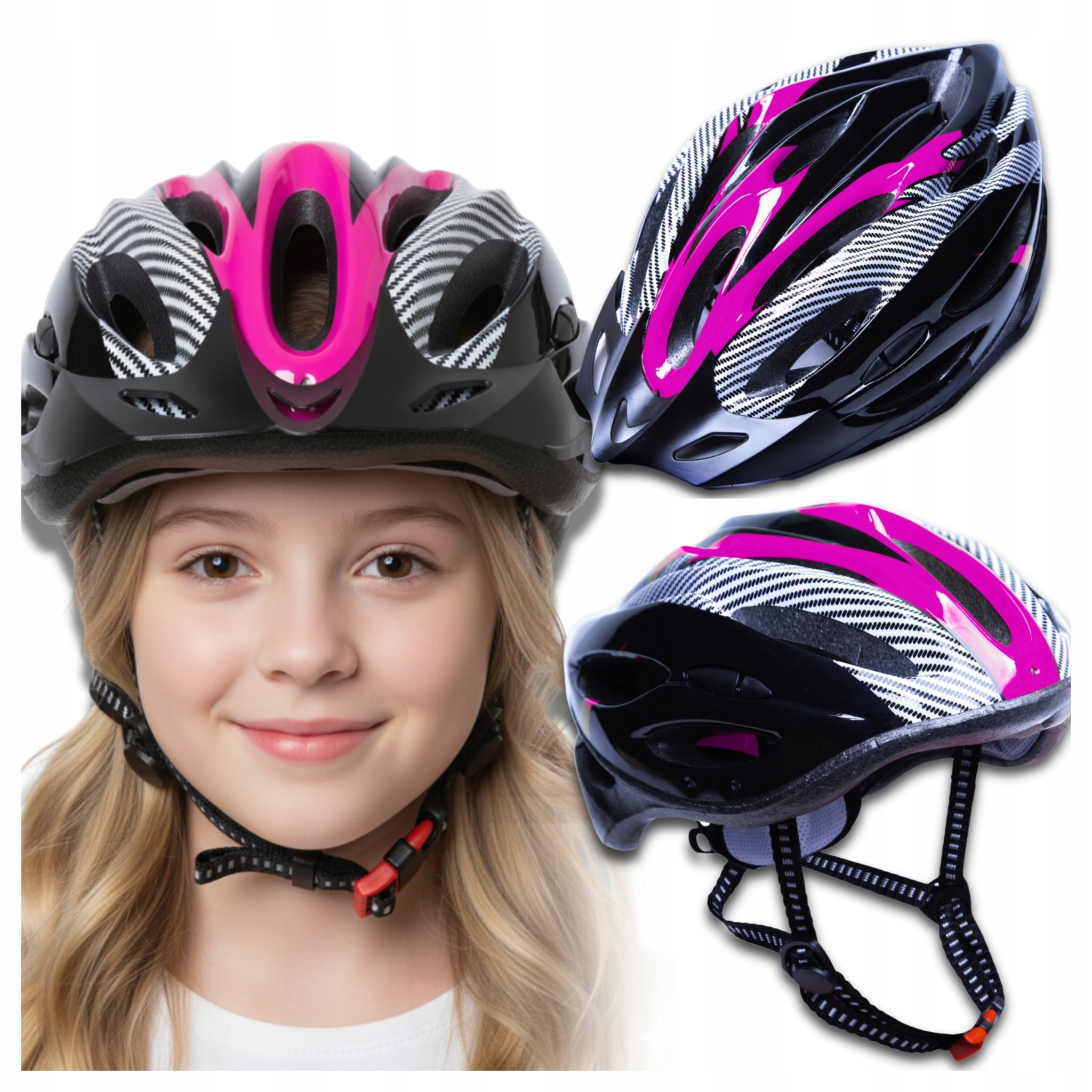 Kask Rowerowy na Rower Hulajnogę z Daszkiem dla Nastolatki Szosowy 54-62