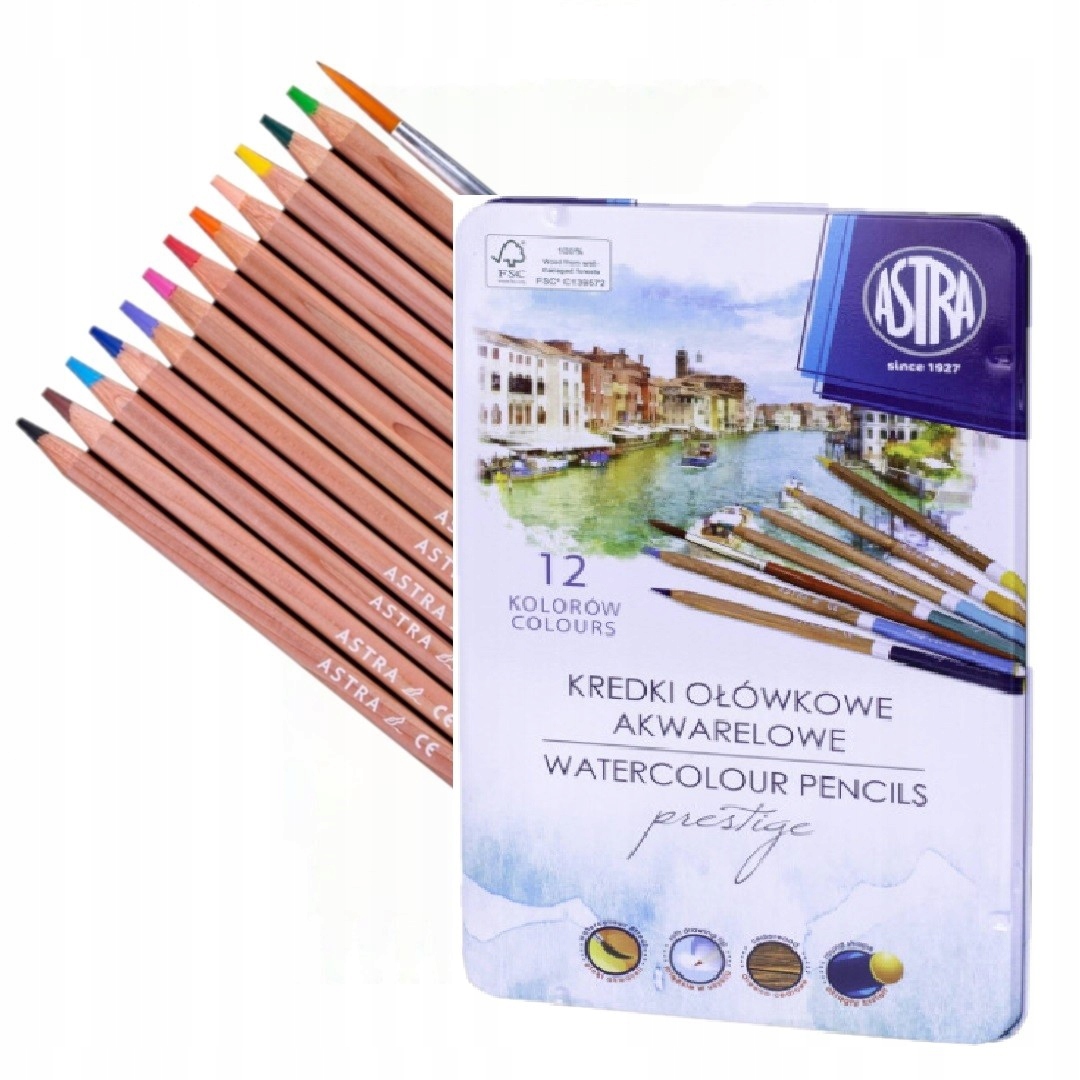 

Kredki akwarelowe drewno cedrowe 12 kol. Astra