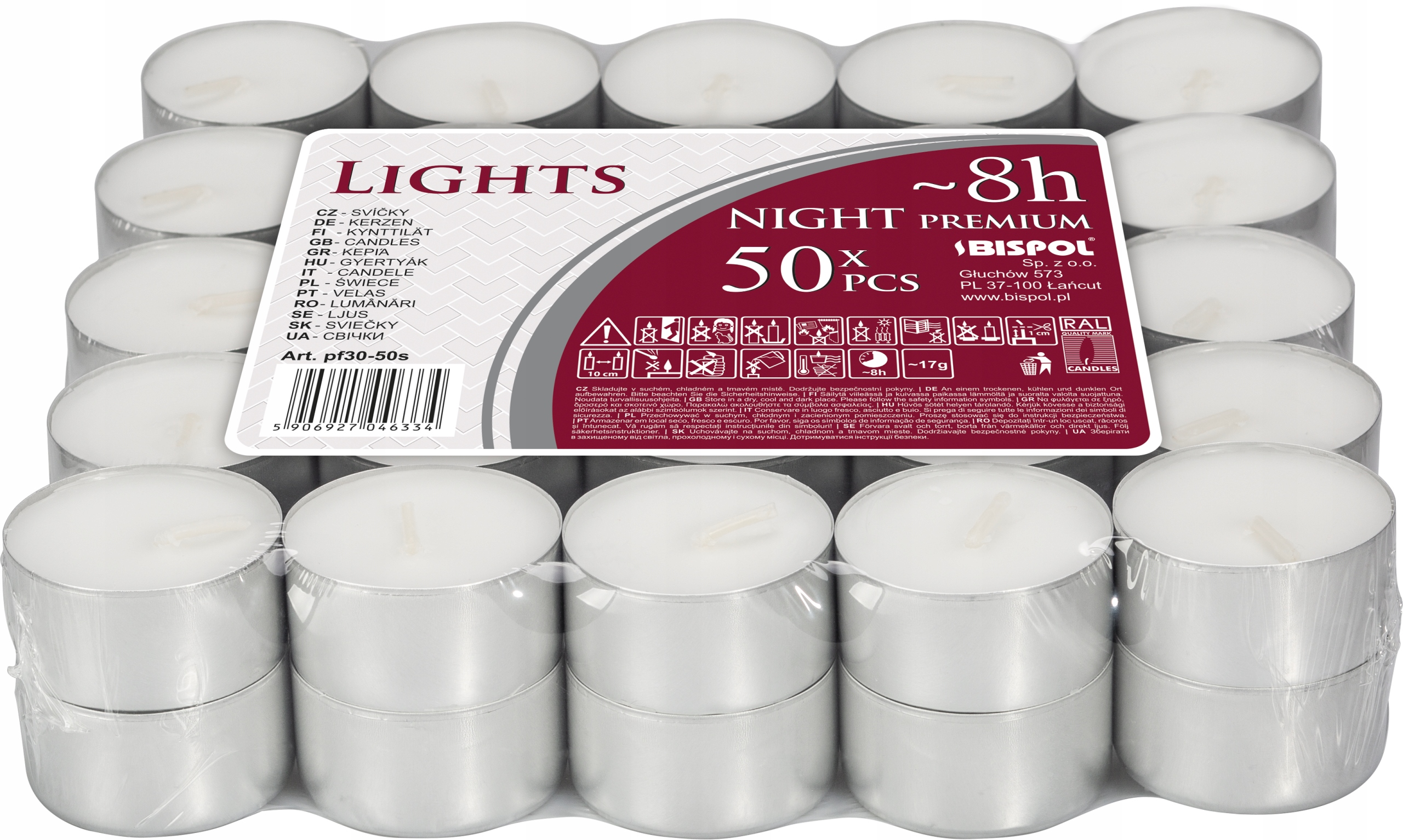 

Świeczki Świeca Podgrzewacze Tealight 8h 50szt.