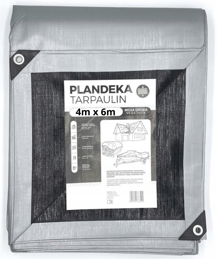 Plachta voděodolná 4x6 m stříbrná silná ochranná Plachta