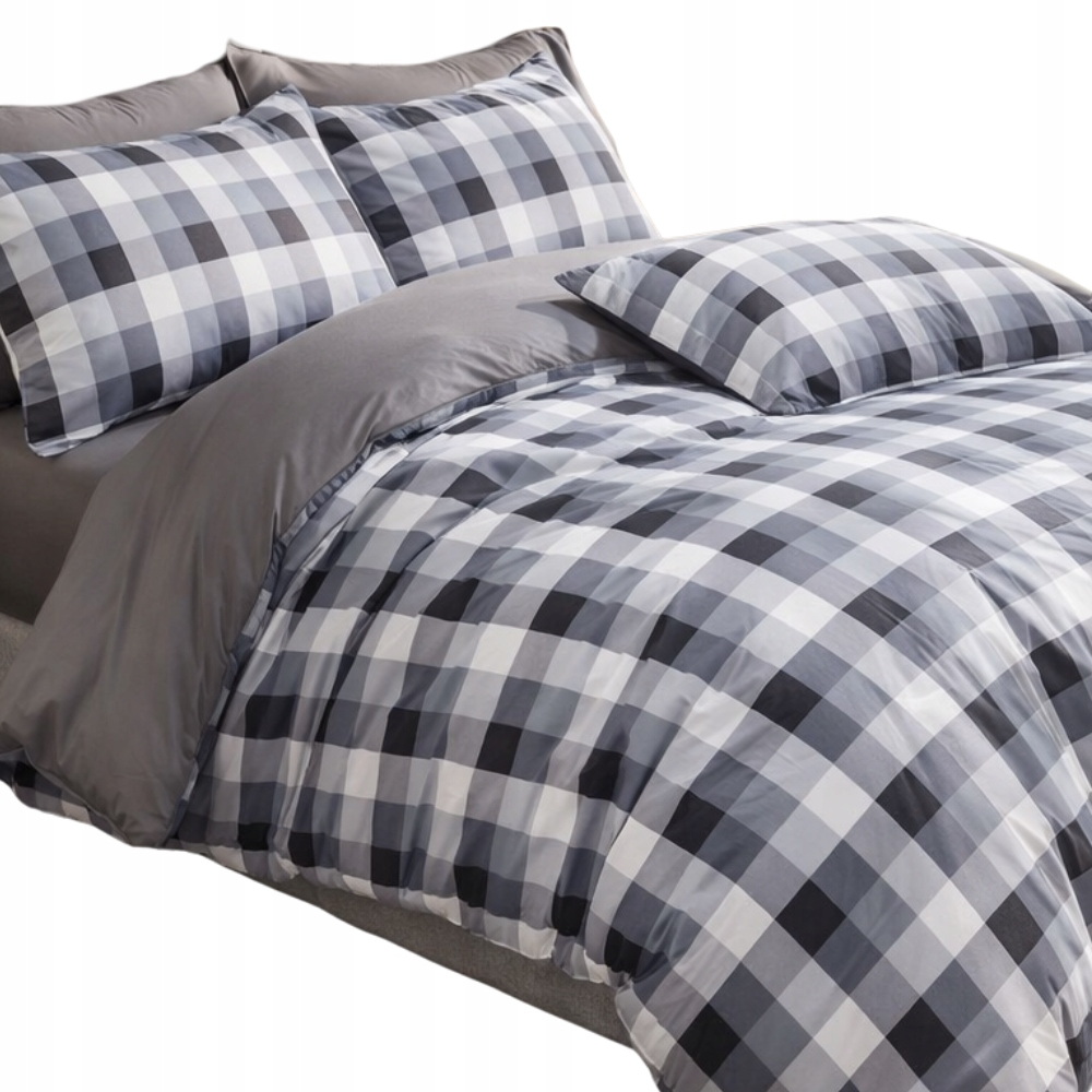 Pościel bawełniana 180x200 poszewki 70x80 krata geometryczna