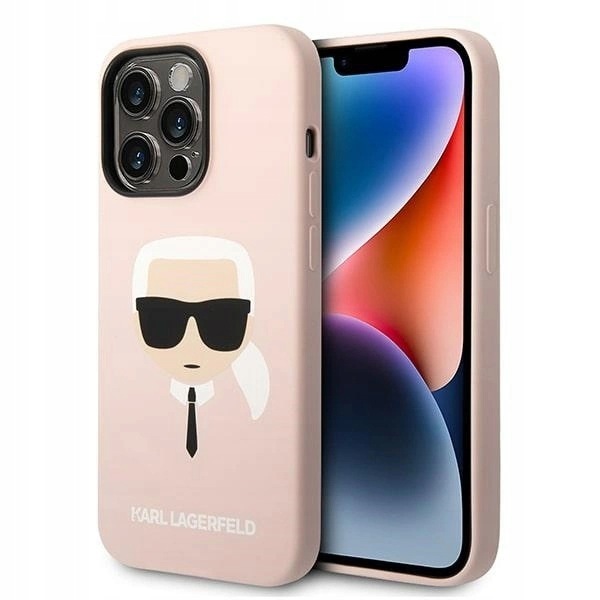 Karl Lagerfeld Silicone Karl's Head MagSafe iPhone 14 Pro, różowe