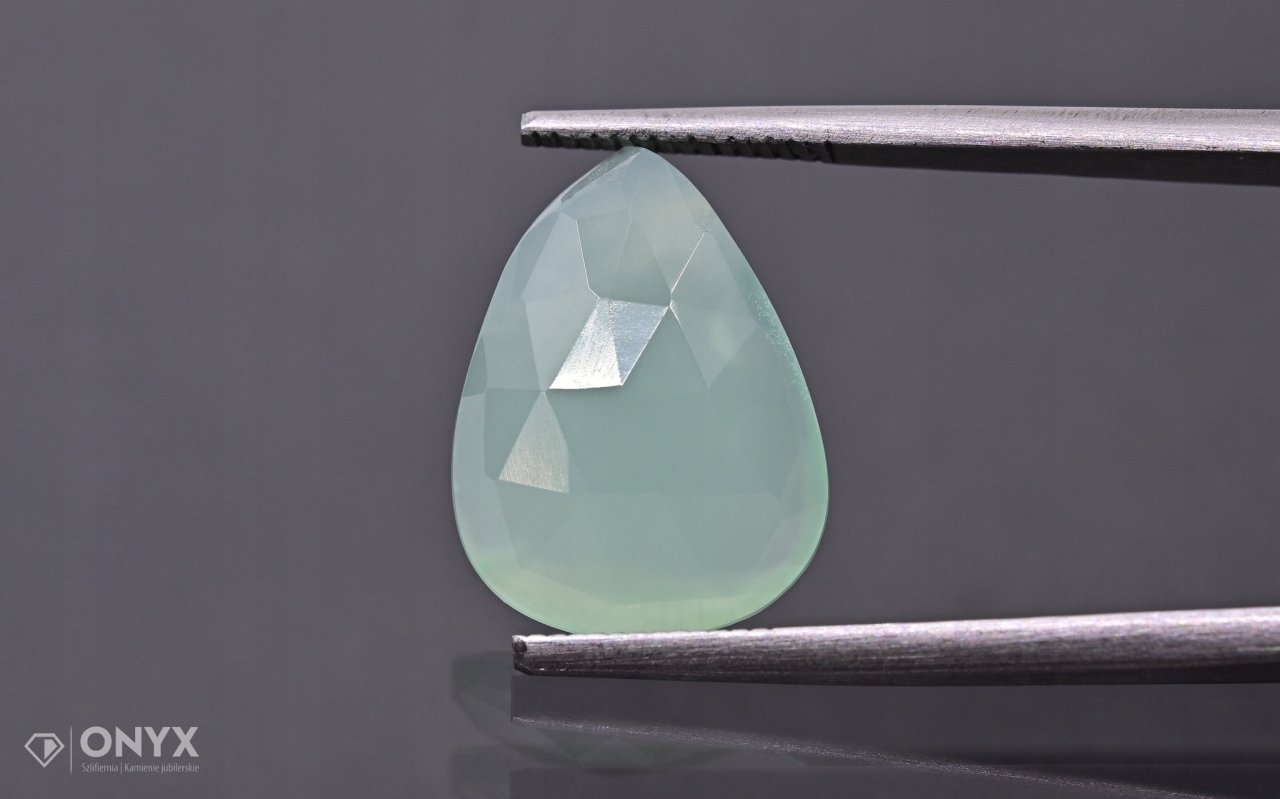 Chrysopraz fasetovaná rozeta slza 15,5x11,5 mm