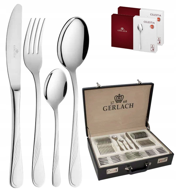 GERLACH CELESTIA SZTUĆCE 80EL POŁYSK WALIZKA 12 OS