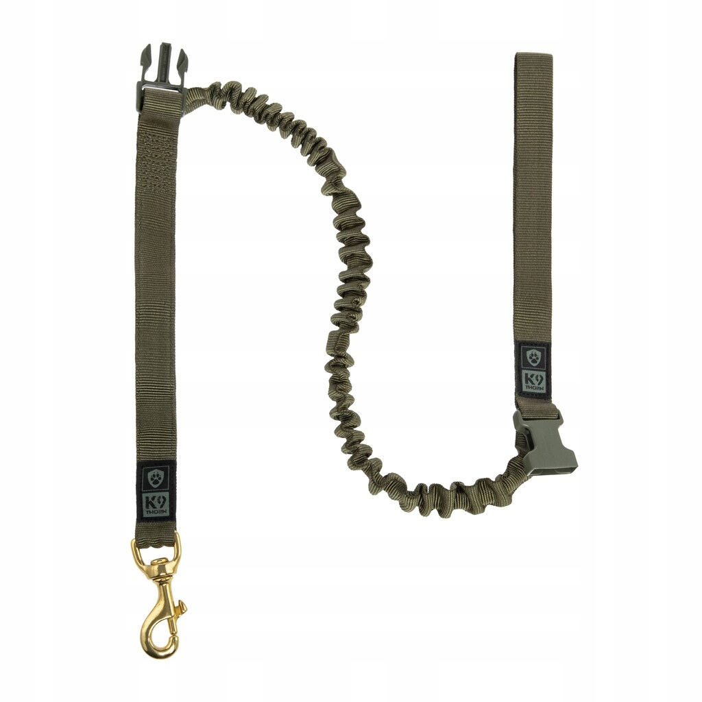 Smycz dla psa treningowa spacerowa K9 Thorn z amortyzatorem oliwkowa 150 cm