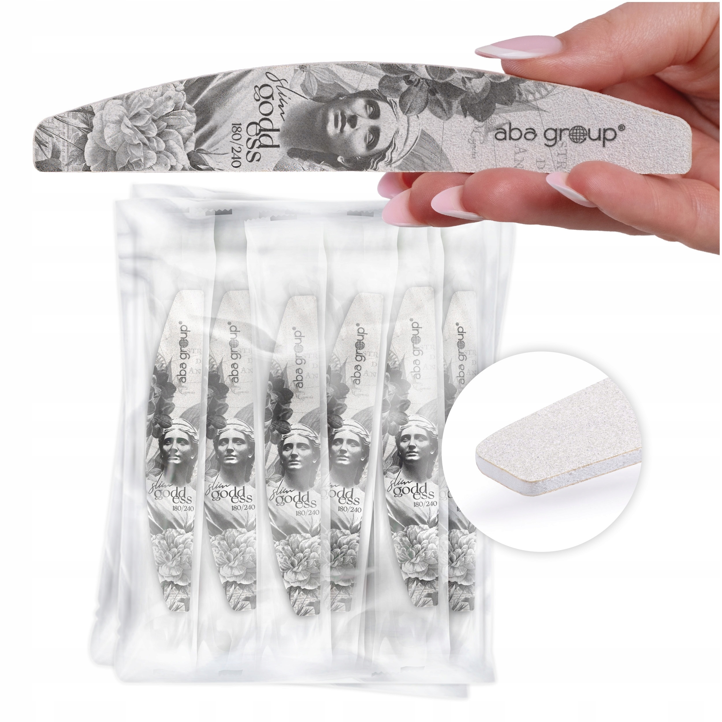 Pilnik do Paznokci Łódka 180/240 Slim Folia 100 szt Goddess Aba Group