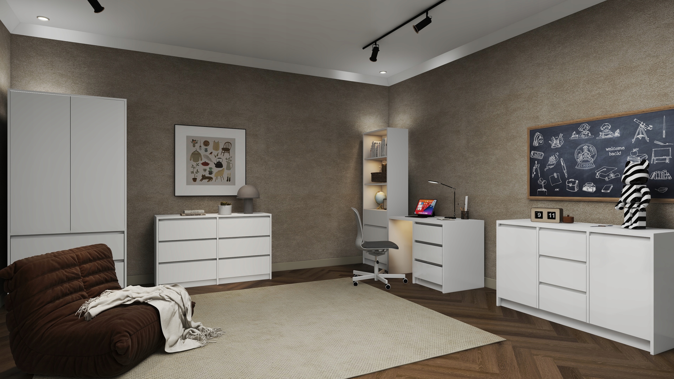 Funkcjonalne Biurko komputerowe z 3 szufladami Białe prawe 96x75x50 Kod producenta BIURKO 3SZ-A