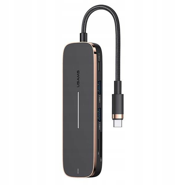 Adaptér Usams Hub 2xUSB Usb-c Hdmi Micro Sd Sd černý SJ575HUB01