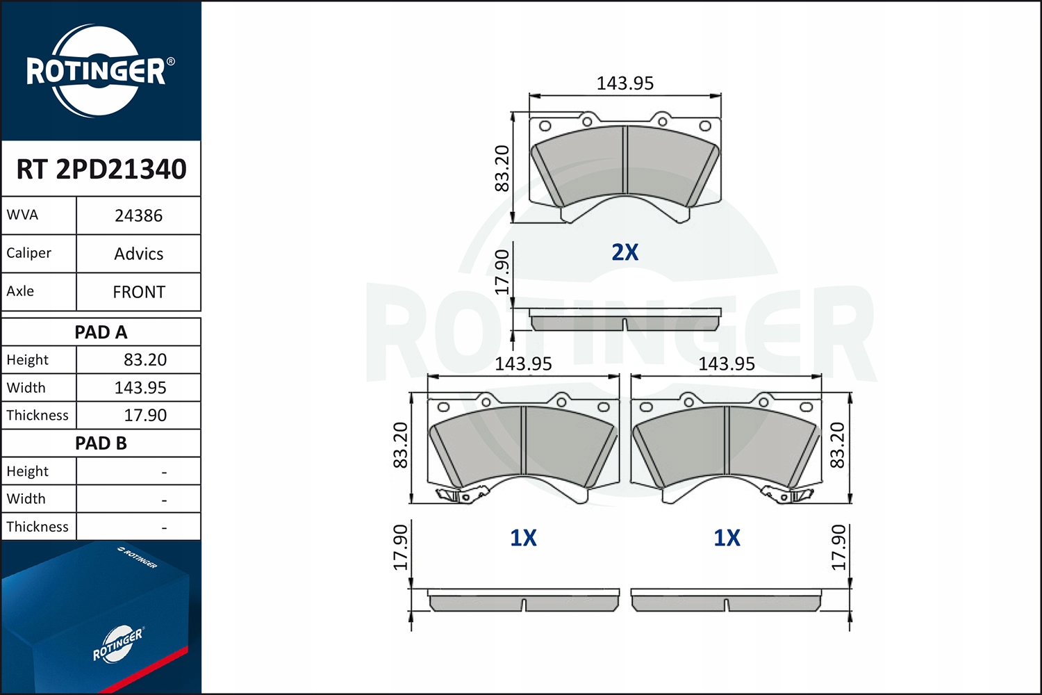 ROTINGER TARCZE RT 21046-GL T5 + KLOCKI RT 2PD21340 Producent części Rotinger
