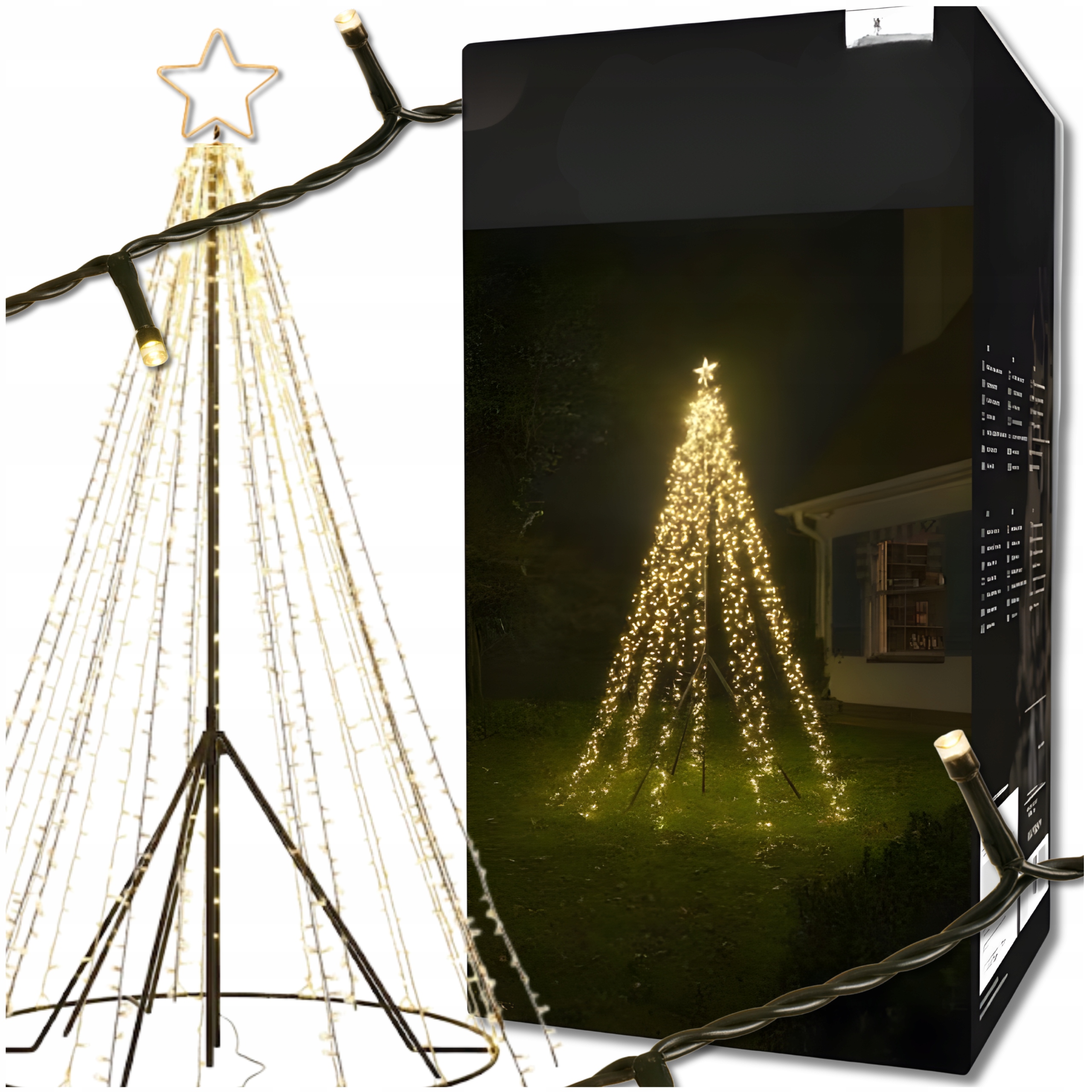 Vánoční Stromek Velký Venkovní Fairybell 400cm 450LED Bílý Teplý Stožár