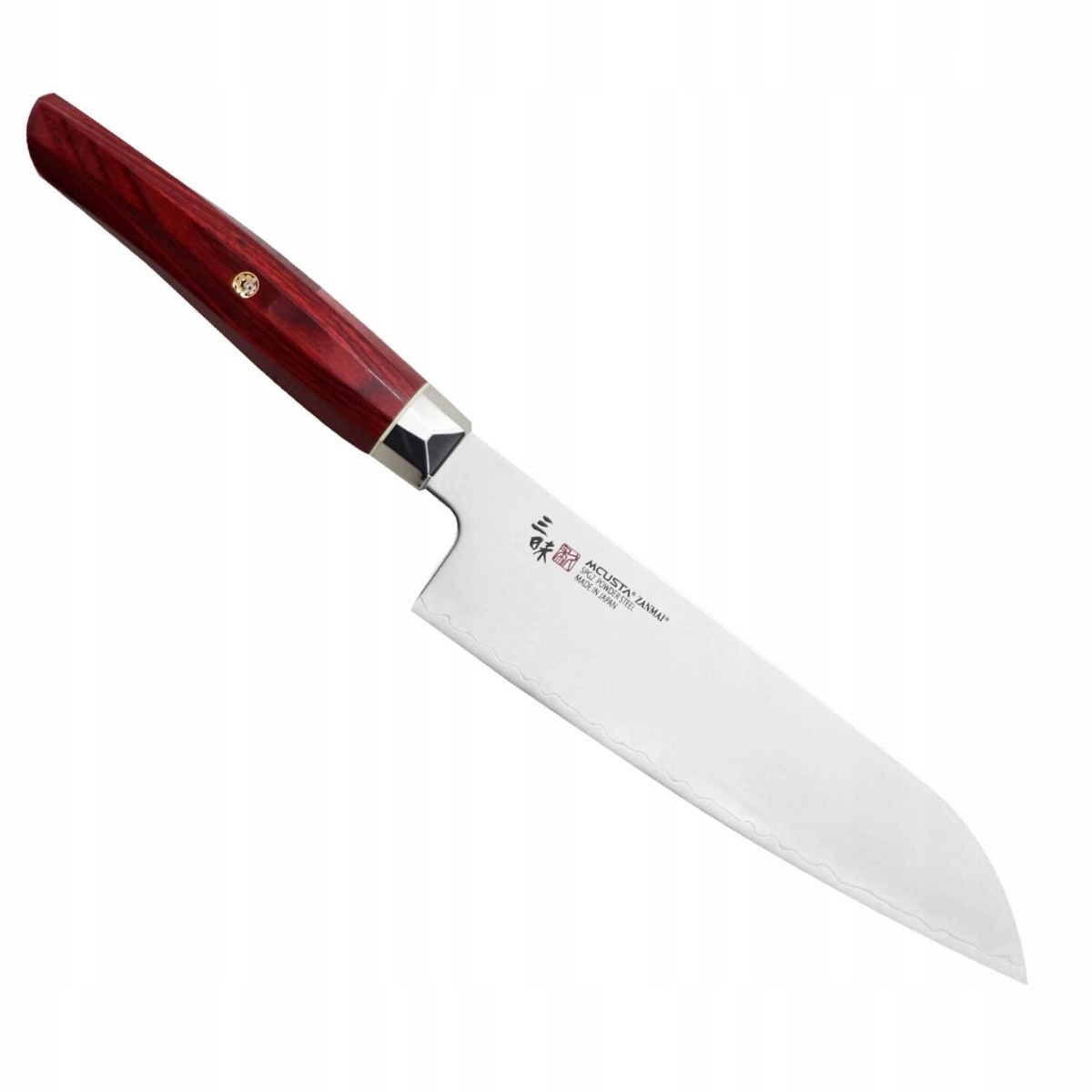 Mcusta Zanmai Red Revolution SPG2 Japonský nôž Santoku na zeleninu 61HRC 18 cm