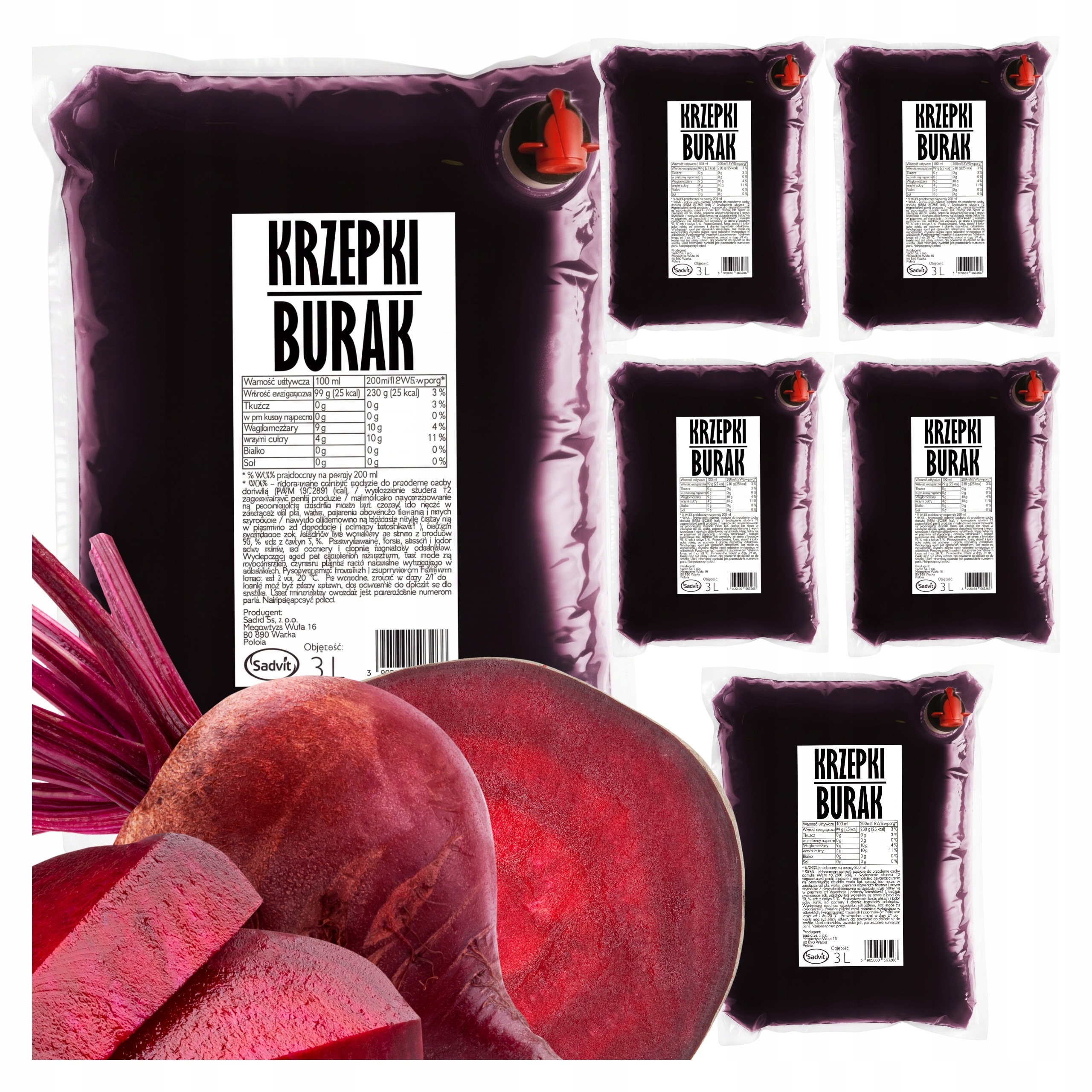 Sok z Buraka Buraków Tłoczony 100% 6x3L Nfc Naturalny Bez konserwantów