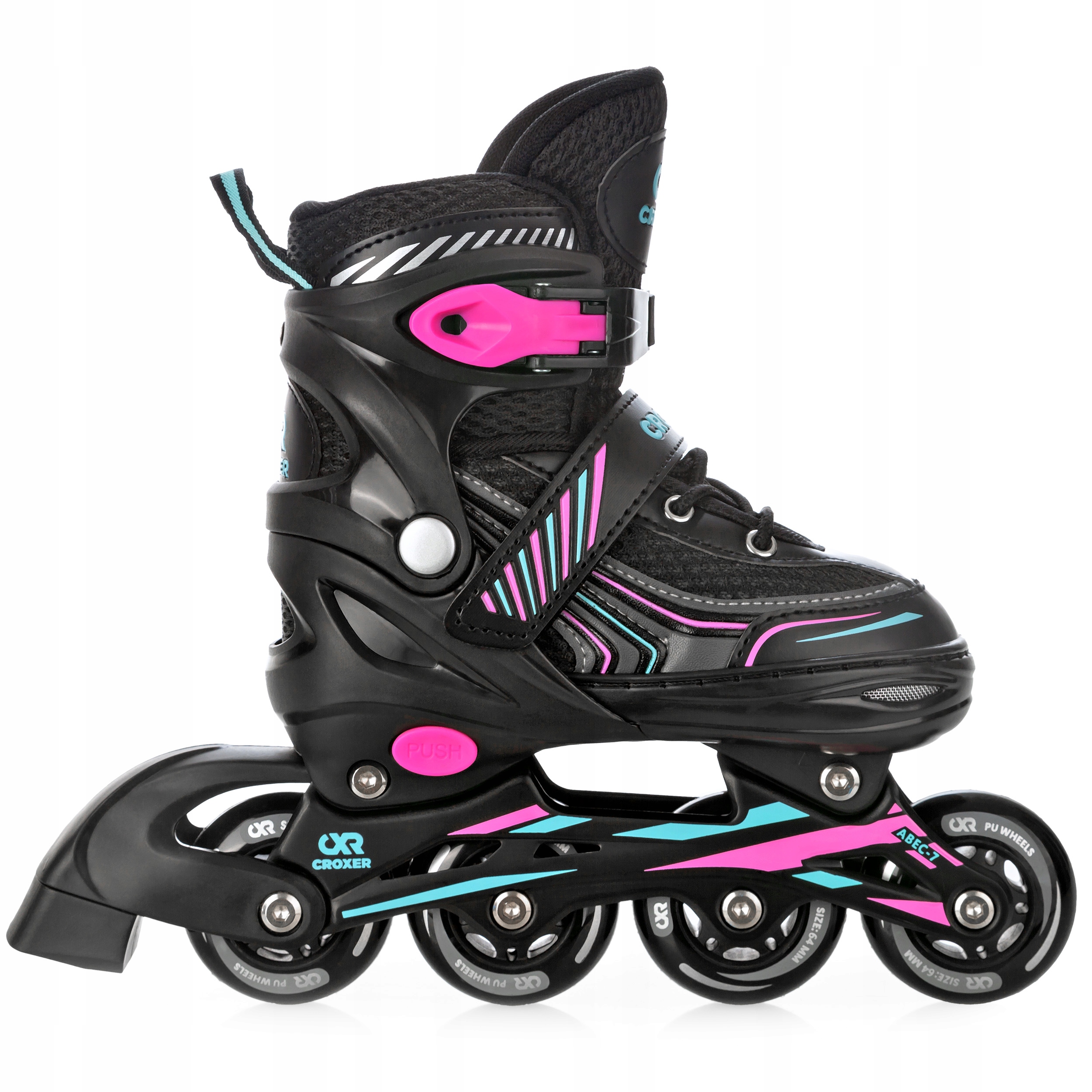 Rolko Wrotki Regulowane 3w1 Croxer Optima Mint/Pink 39-42 Kauczuk Abec7 Liczba kół 4