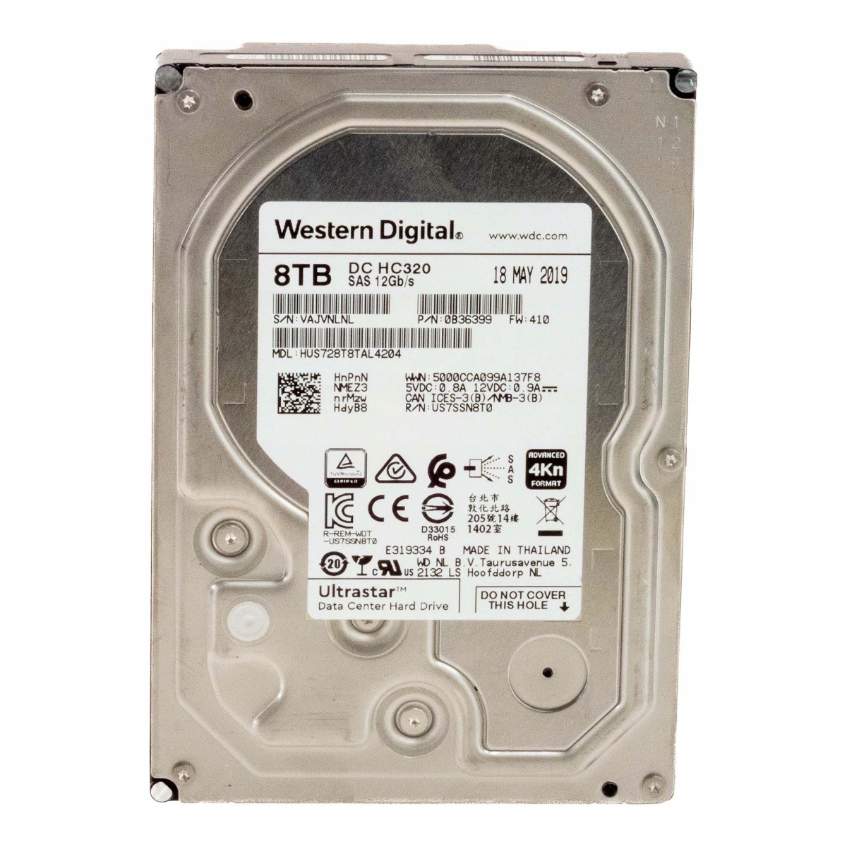 Wd UltraStar DC HC320 8TB SAS-3 7.2K 256MB 3.5'' HUS728T8TAL4204