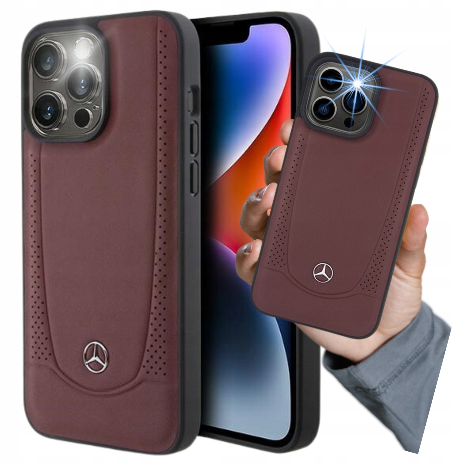 Etui do iPhone 15 Pro, Mercedes Leather Urban Line, Skórzana obudowa, case