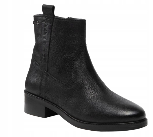 Pepe Jeans Černé Kožené Kotníkové Boty Nad Kotník Se Zipem 37 Awf