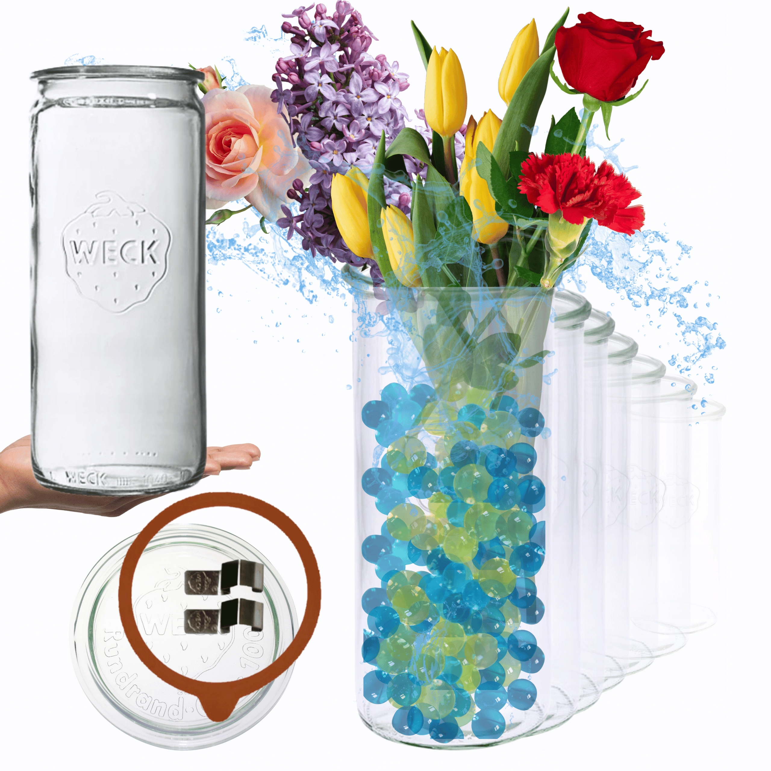 Poháre Weck 1575ml 1,575l Mold žiaruvzdorné sponky veko gumička 12ks Cylind