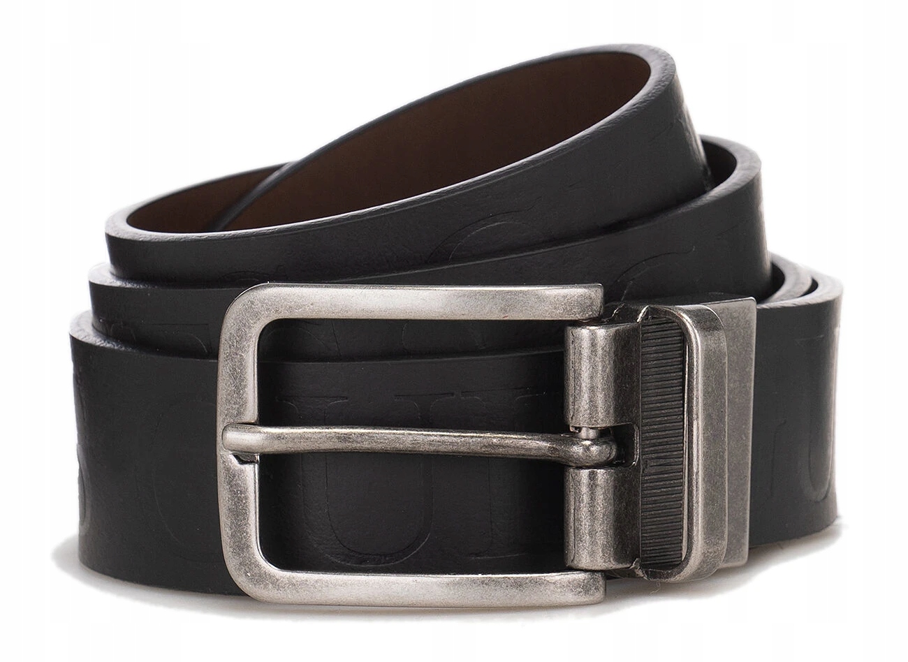 Pánský Kožený Opasek Černý Z Kůže Hnědý Oboustranný Klasický Guess L