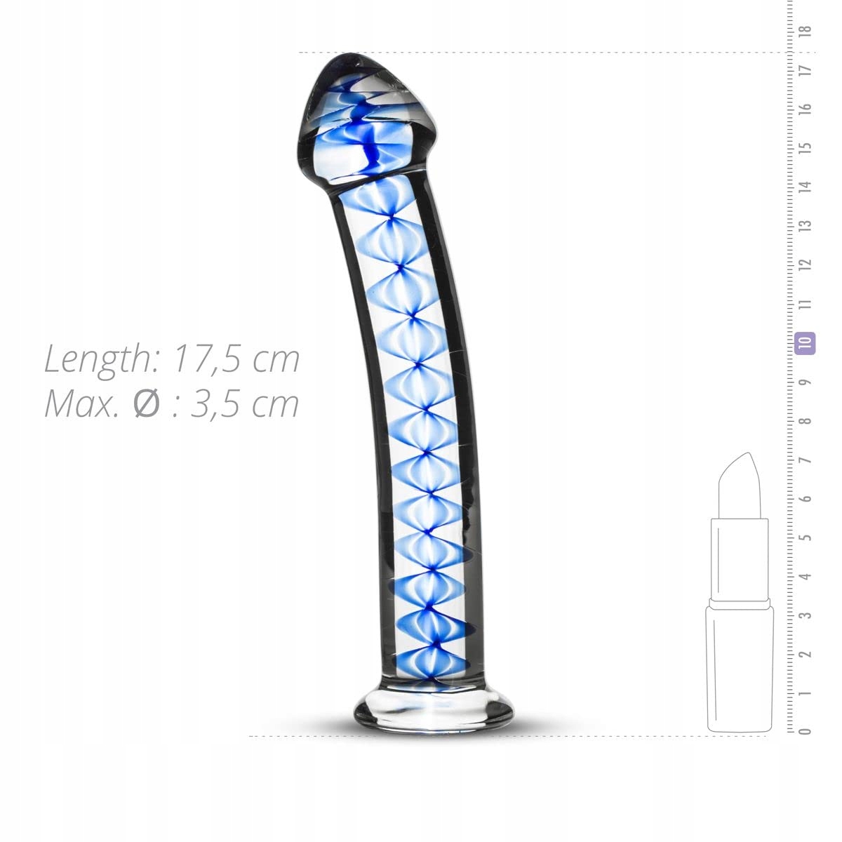 GILDO Szklany Dildo Zakrzywiony Do Stymulacji G-Punktu i Prostaty 17.5 cm — miniatura 4