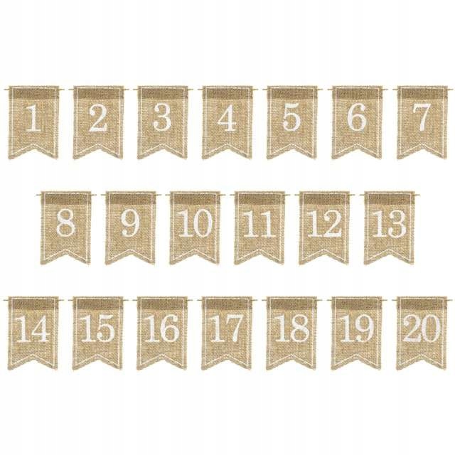 

Dekoracja numery na Stół cyfry Jutowe x20