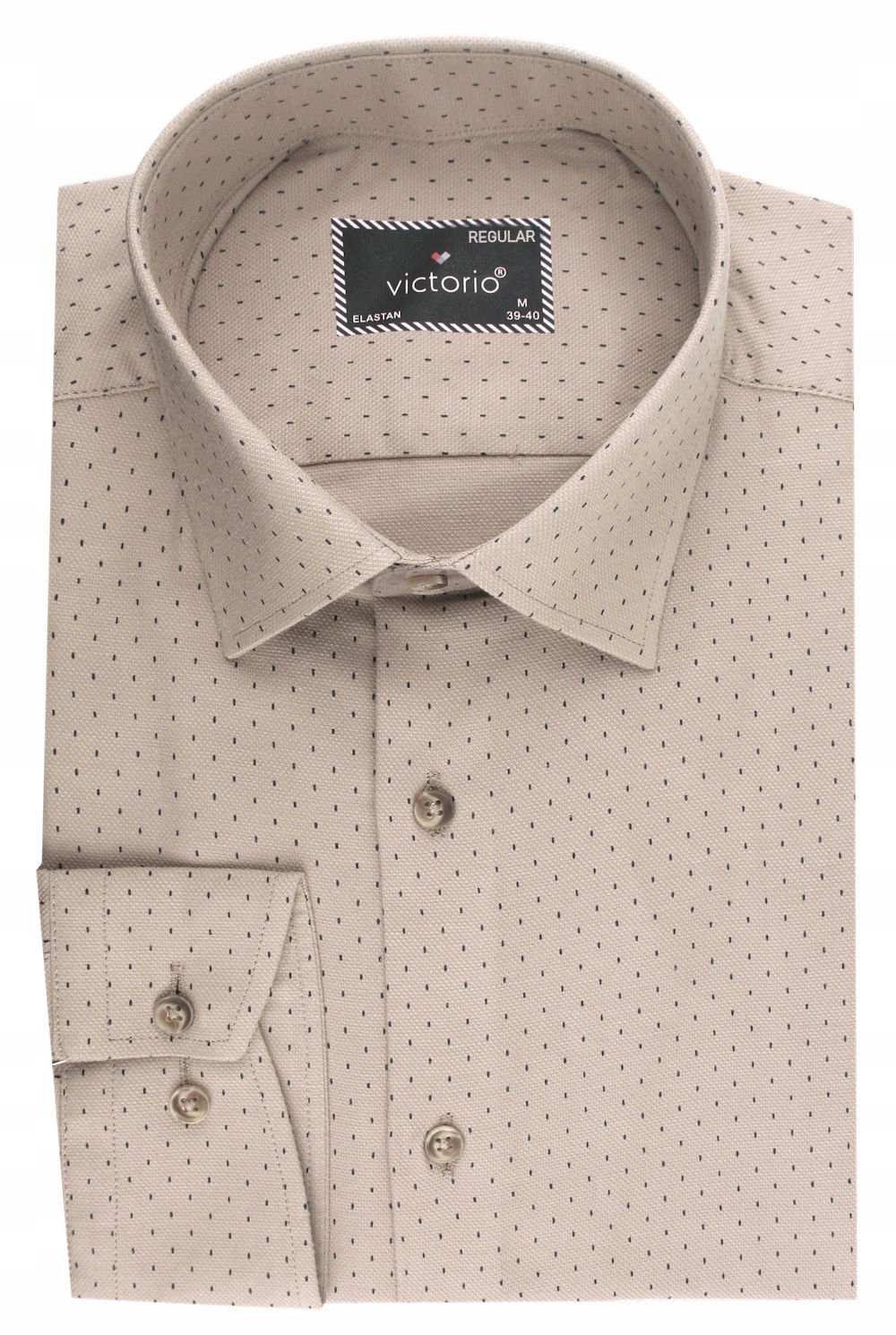Návštěvní košile, Jednoduchý Střih Victorio Béžová, Drobný Hrášek 44/182-188