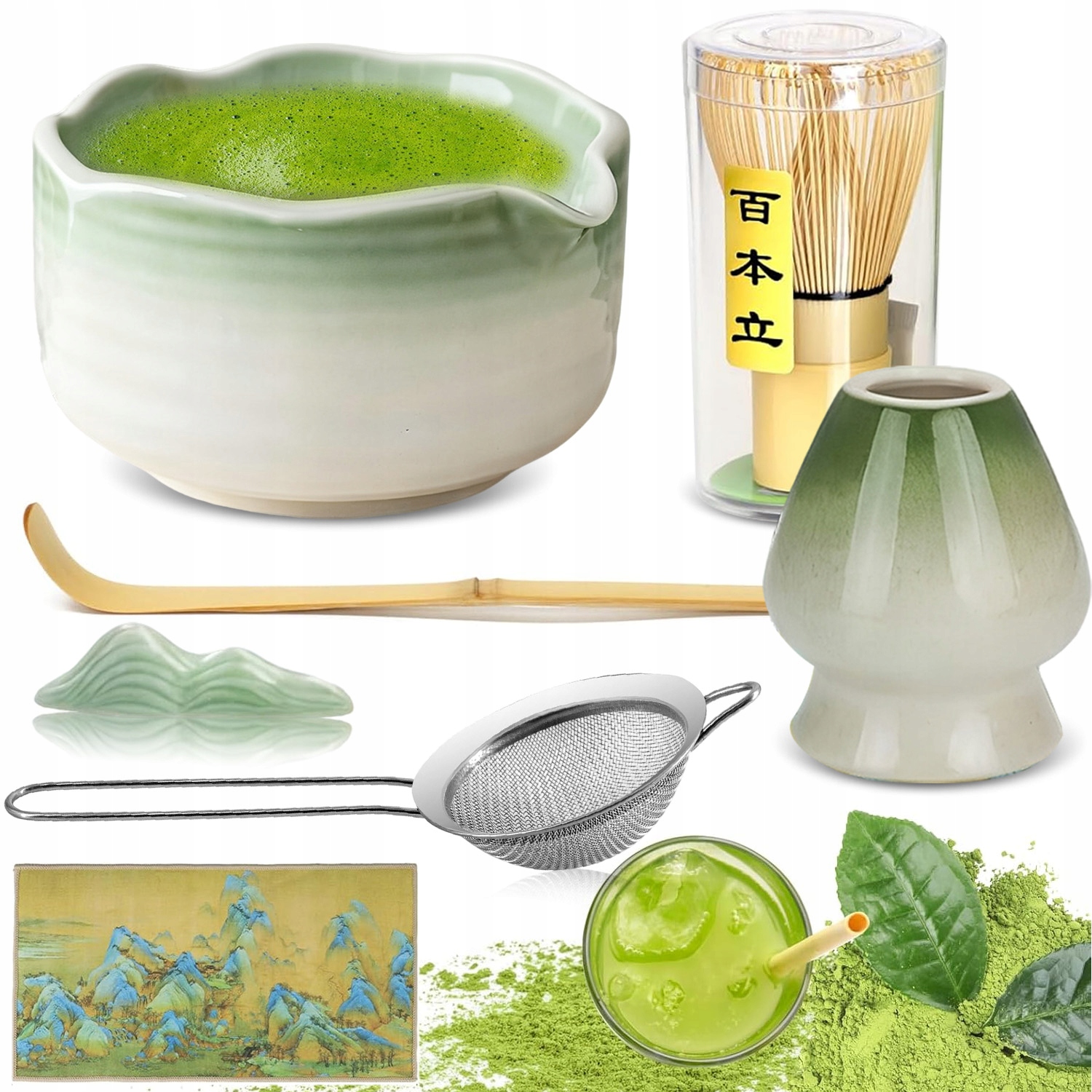 Levně Sada Na Čaj Matcha 7 Ks Dárek Chasen, Chashaku, Metla, Podstavec