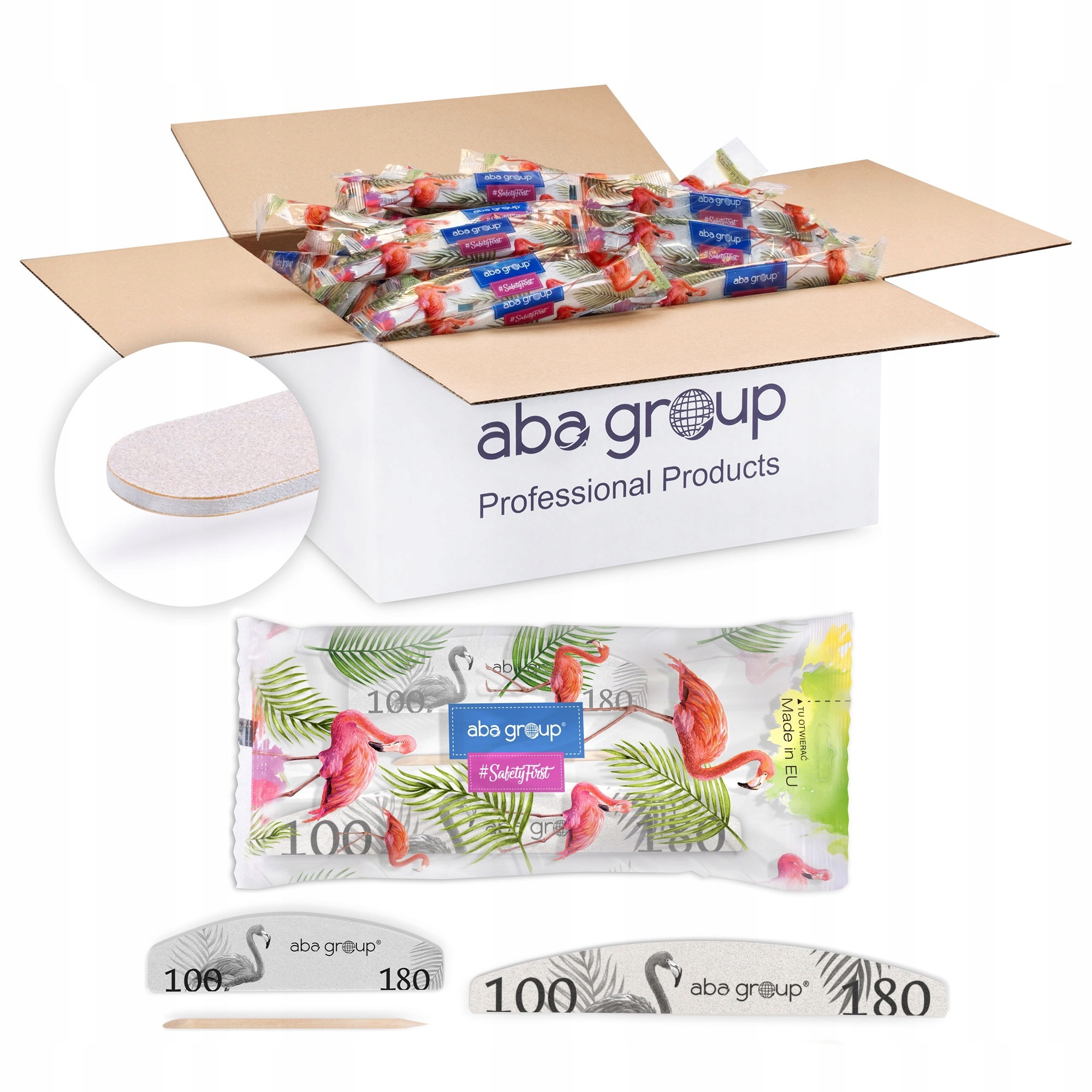 Sada pro manikúru Aba Group 3 Pilník Slim Leštička 100/180 Tyčinka 500 ks